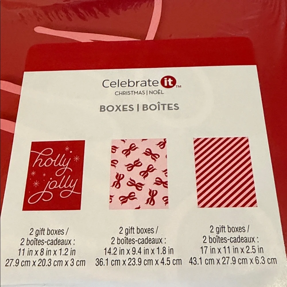 Red and Pink Gift Boxes 2 packs of 6